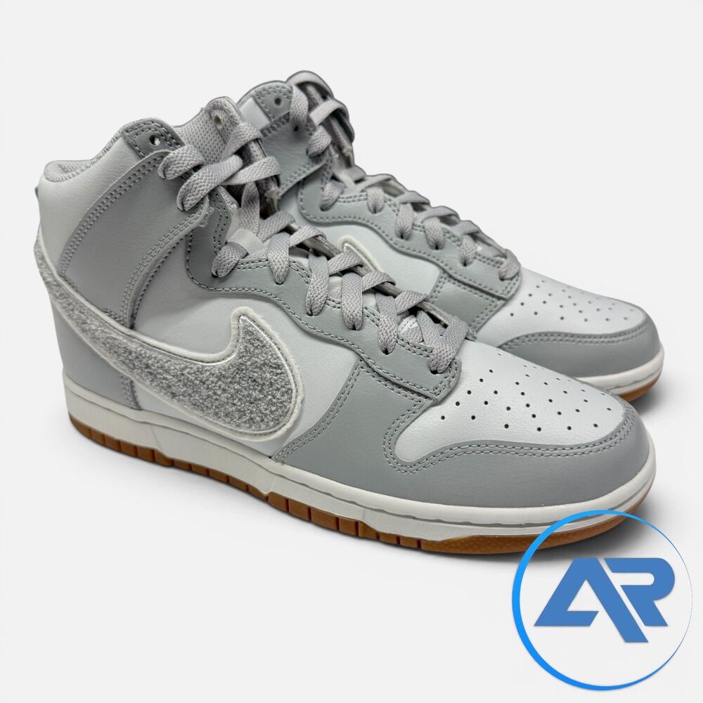 Nike Dunk High Chenille Swoosh Light Smoke Grey Men's Size 8.5 DR8805-003